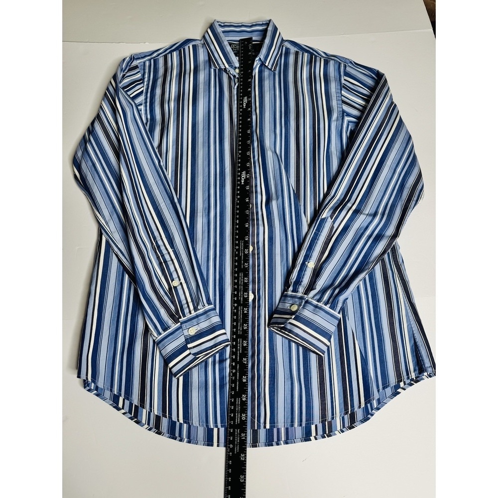 Polo Ralph Lauren Mens Long Sleeve Shirt 16 L VTG Estate Custom Fit Blue Stripes - Picture 5 of 6